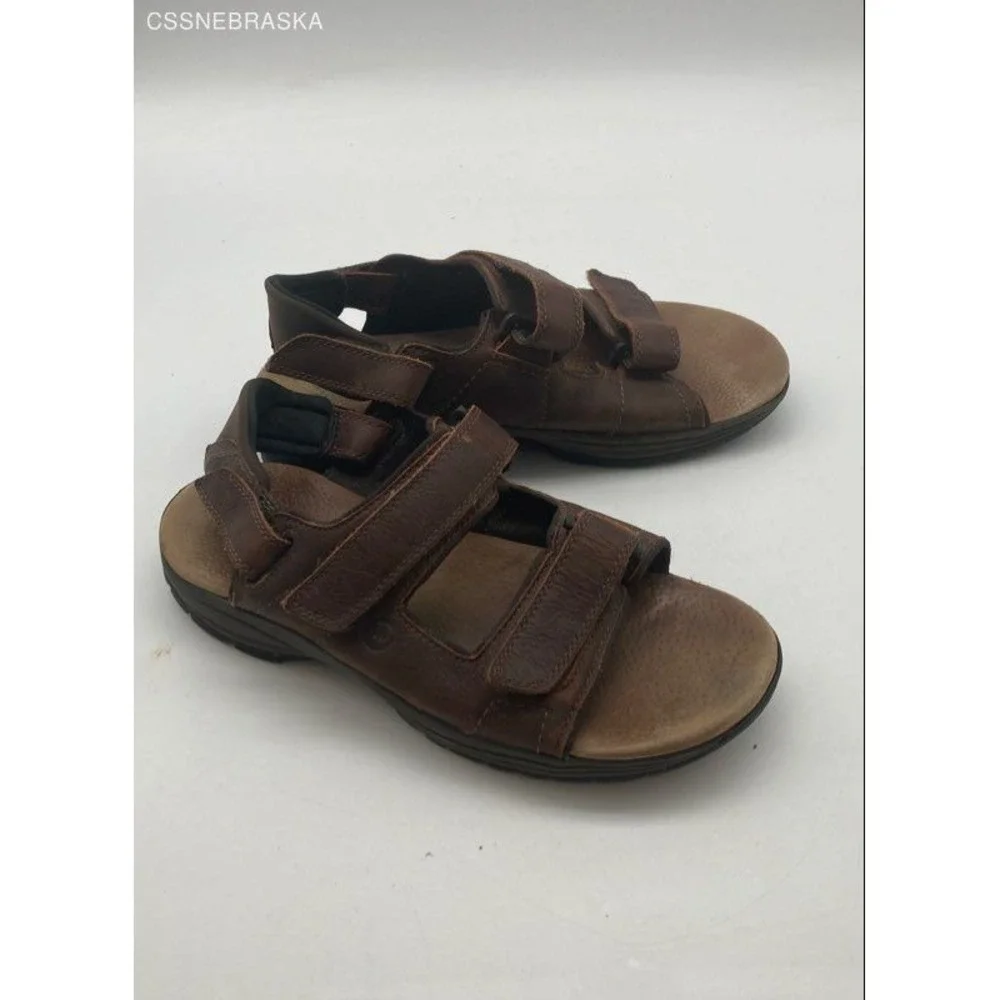 Dunham Brown Leather Strappy Sandals w/ Rubber Sole‎ - Size 10